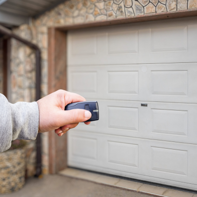 Virginia Beach security key fob pointing to a garage door